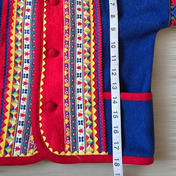 SAMII CLOTHES Gay Ellis Girls Boys Vintage Scandinavian Blue Wool Coat M - Picture 10 of 13